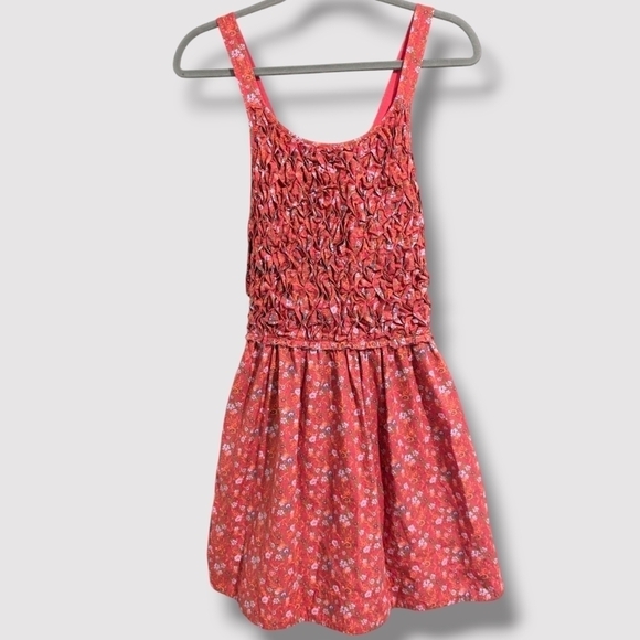 Free People Red Ditsy Floral Smocked Sleeveless Flowy Petunia Mini Dress Girly - Picture 2 of 13